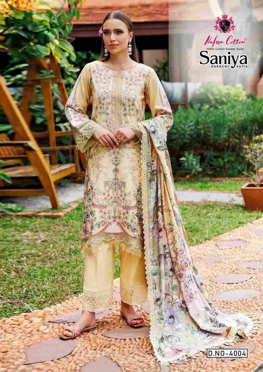 Saniya Vol-4 By Nafisa Cotton 4001 To 4006 Series Beautiful Stylish Festive Suits Fancy Colorful Casual Wear & Ethnic Wear & Ready To Wear Soft Cotton Print Dresses At Wholesale Price