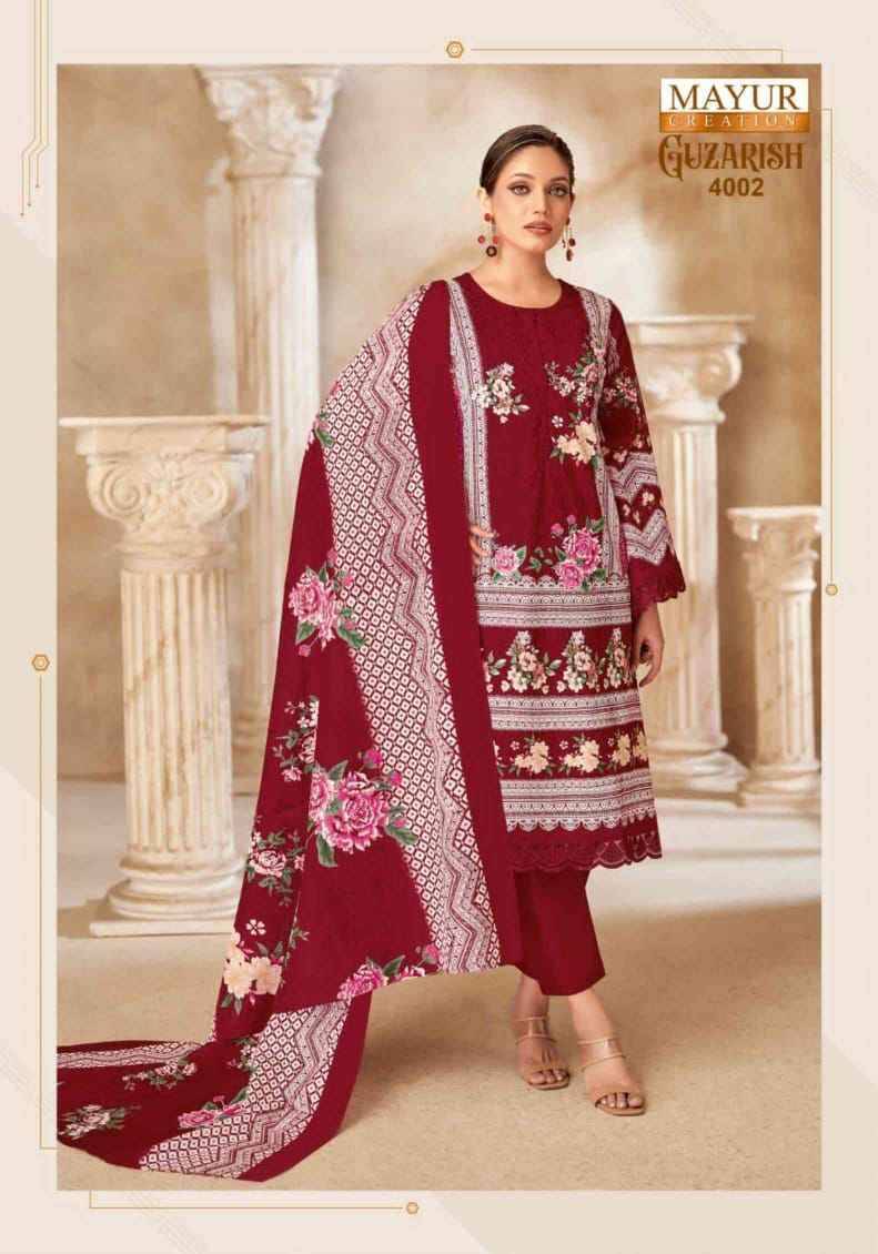 Guzarish Vol-4 By Mayur Creation 4001 To 4008 Series Beautiful Festive Suits Stylish Fancy Colorful Casual Wear & Ethnic Wear Pure Cotton Print Dresses At Wholesale Price