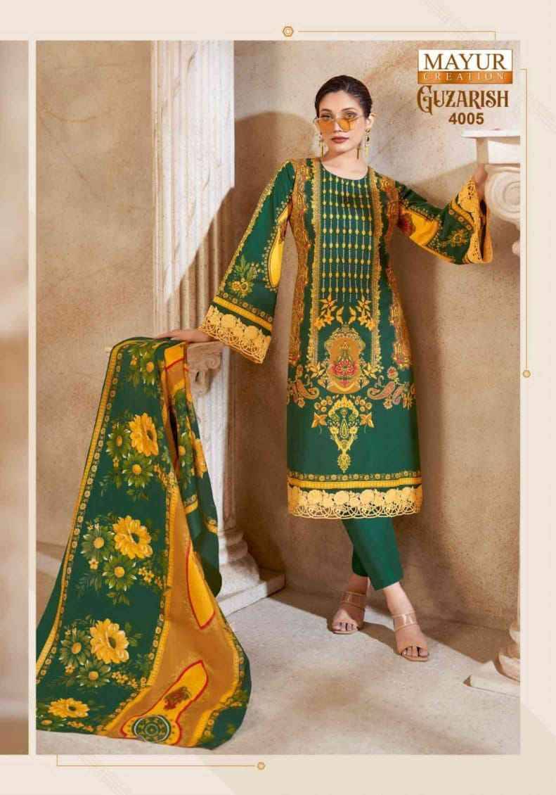 Guzarish Vol-4 By Mayur Creation 4001 To 4008 Series Beautiful Festive Suits Stylish Fancy Colorful Casual Wear & Ethnic Wear Pure Cotton Print Dresses At Wholesale Price