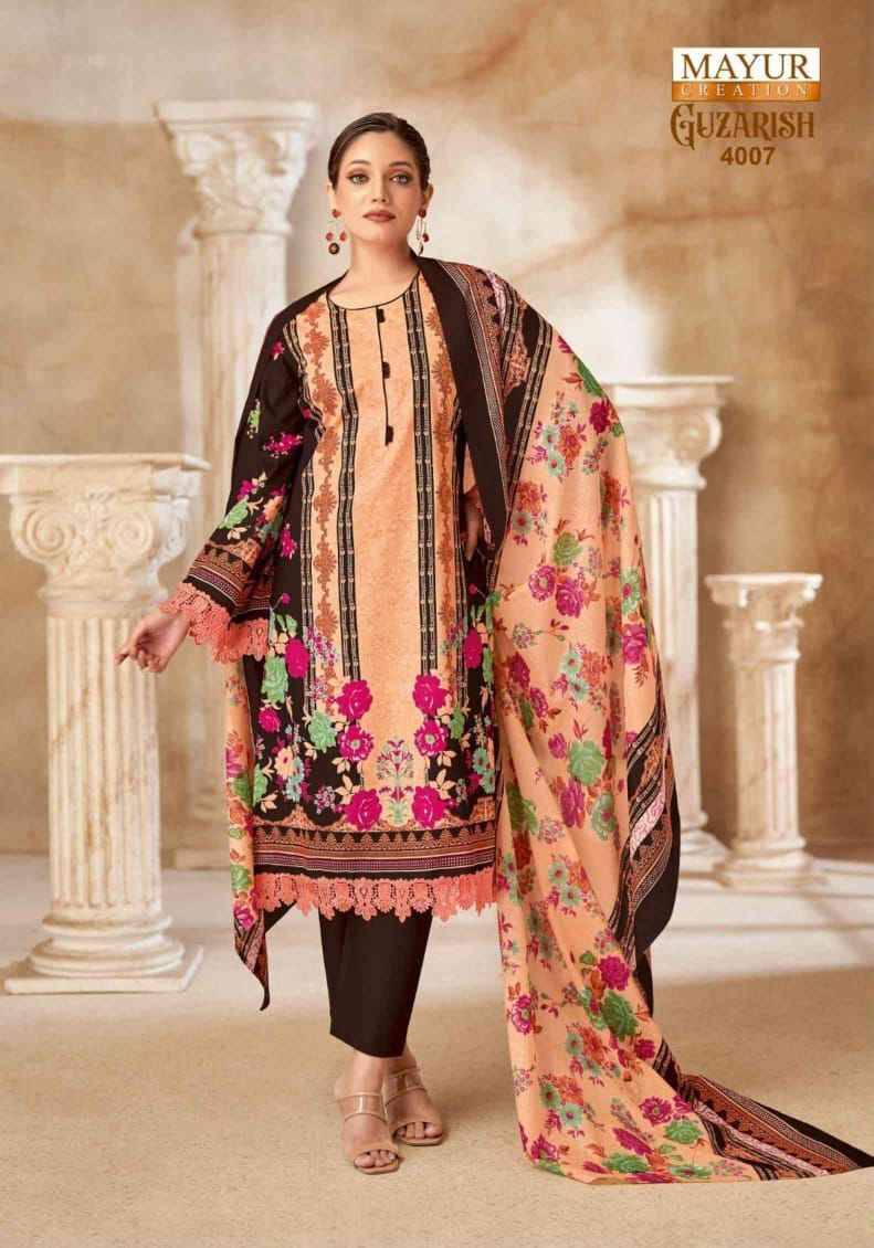 Guzarish Vol-4 By Mayur Creation 4001 To 4008 Series Beautiful Festive Suits Stylish Fancy Colorful Casual Wear & Ethnic Wear Pure Cotton Print Dresses At Wholesale Price