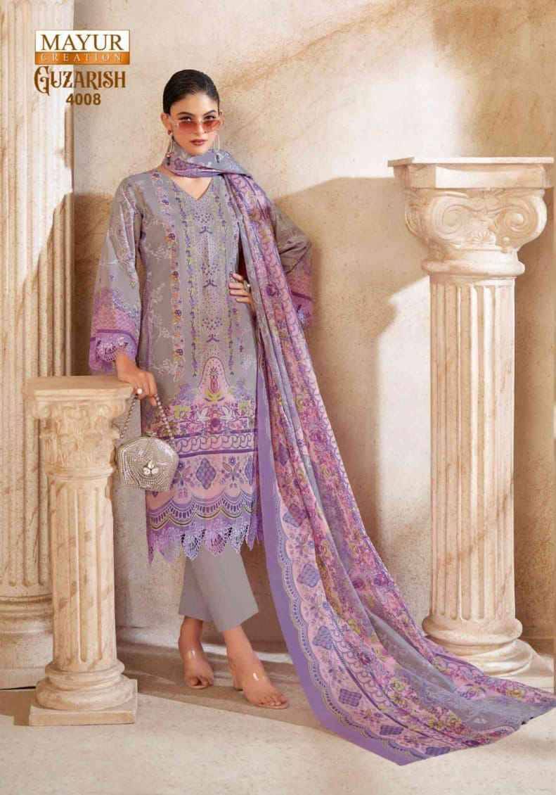 Guzarish Vol-4 By Mayur Creation 4001 To 4008 Series Beautiful Festive Suits Stylish Fancy Colorful Casual Wear & Ethnic Wear Pure Cotton Print Dresses At Wholesale Price