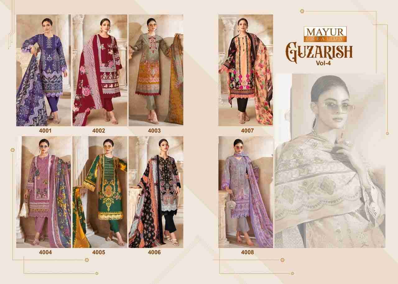 Guzarish Vol-4 By Mayur Creation 4001 To 4008 Series Beautiful Festive Suits Stylish Fancy Colorful Casual Wear & Ethnic Wear Pure Cotton Print Dresses At Wholesale Price