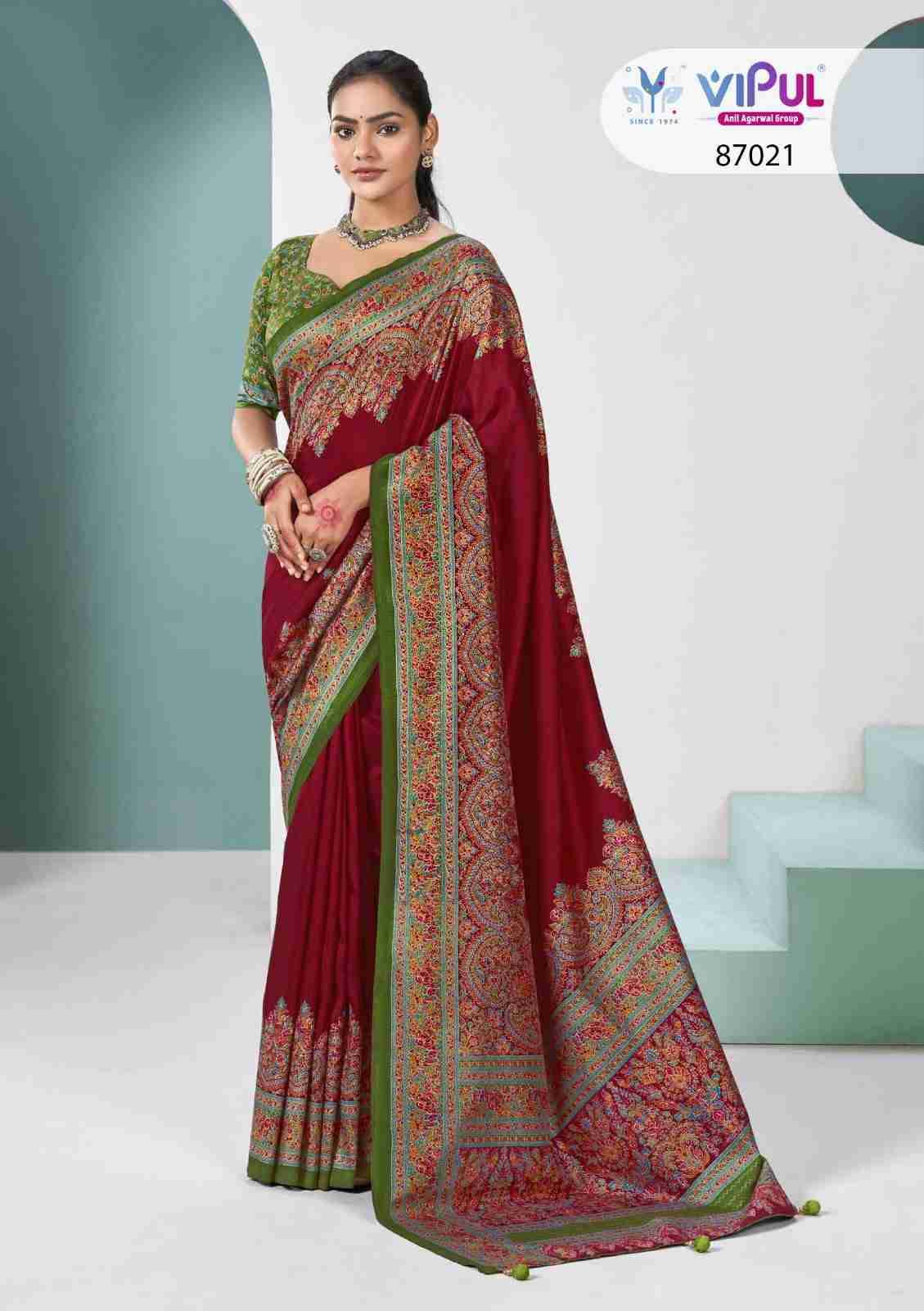 Ivory Silk By Vipul Fashion 87021 To 87026 Series Indian Traditional Wear Collection Beautiful Stylish Fancy Colorful Party Wear & Occasional Wear Silk Sarees At Wholesale Price
