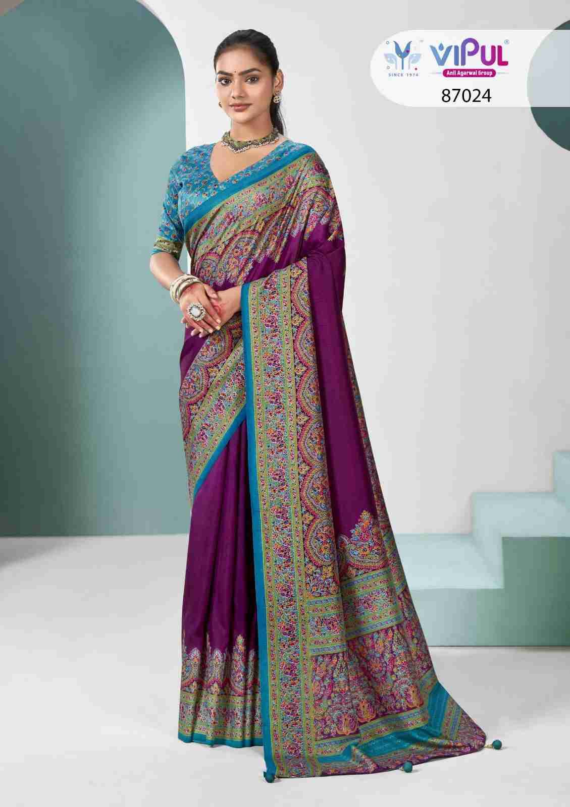 Ivory Silk By Vipul Fashion 87021 To 87026 Series Indian Traditional Wear Collection Beautiful Stylish Fancy Colorful Party Wear & Occasional Wear Silk Sarees At Wholesale Price