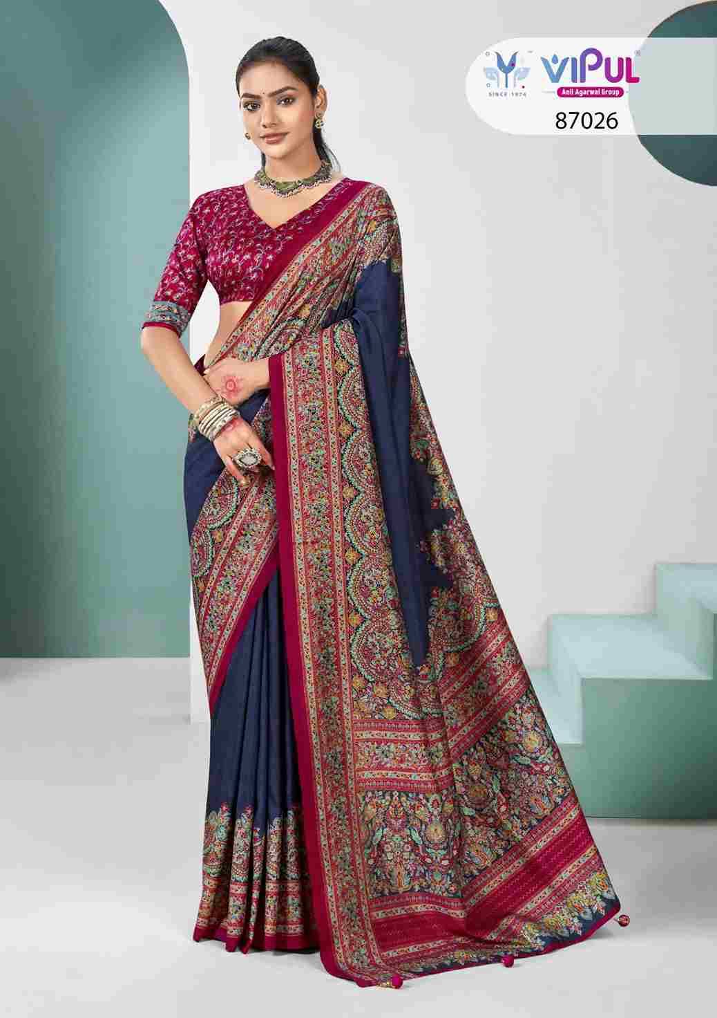 Ivory Silk By Vipul Fashion 87021 To 87026 Series Indian Traditional Wear Collection Beautiful Stylish Fancy Colorful Party Wear & Occasional Wear Silk Sarees At Wholesale Price
