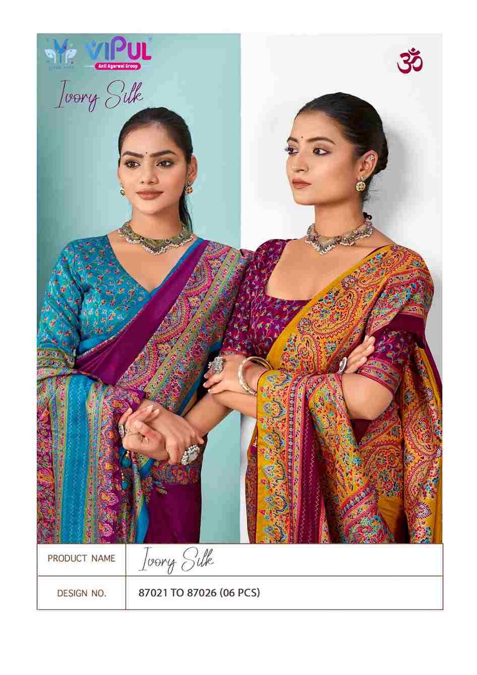 Ivory Silk By Vipul Fashion 87021 To 87026 Series Indian Traditional Wear Collection Beautiful Stylish Fancy Colorful Party Wear & Occasional Wear Silk Sarees At Wholesale Price