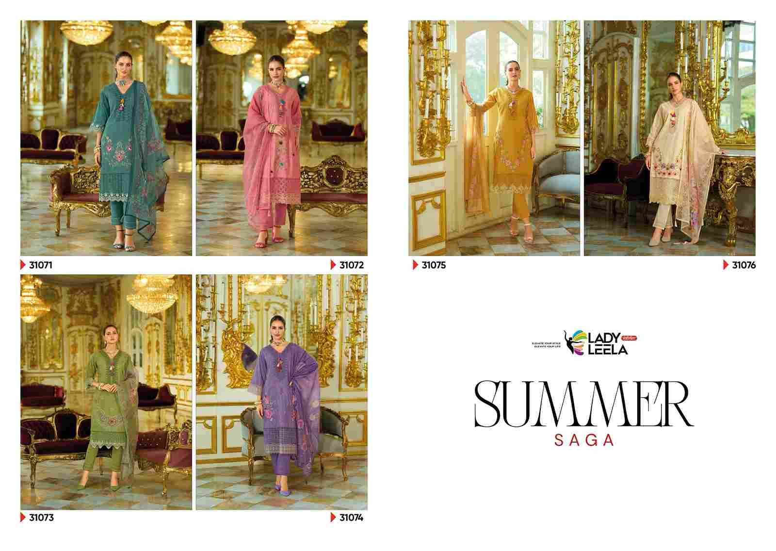 Summer Saga By Lady Leela 31071 To 31076 Series Designer Festive Suits Collection Beautiful Stylish Fancy Colorful Party Wear & Occasional Wear Pure Cotton Dresses At Wholesale Price