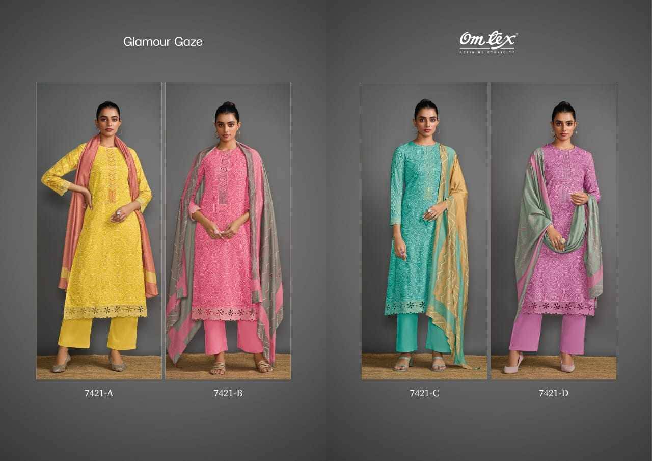 Glamour Gaze By Om Tex 7421-A To 7421-D Series Beautiful Suits Stylish Fancy Colorful Party Wear & Ethnic Wear Lawn Cotton Dresses At Wholesale Price