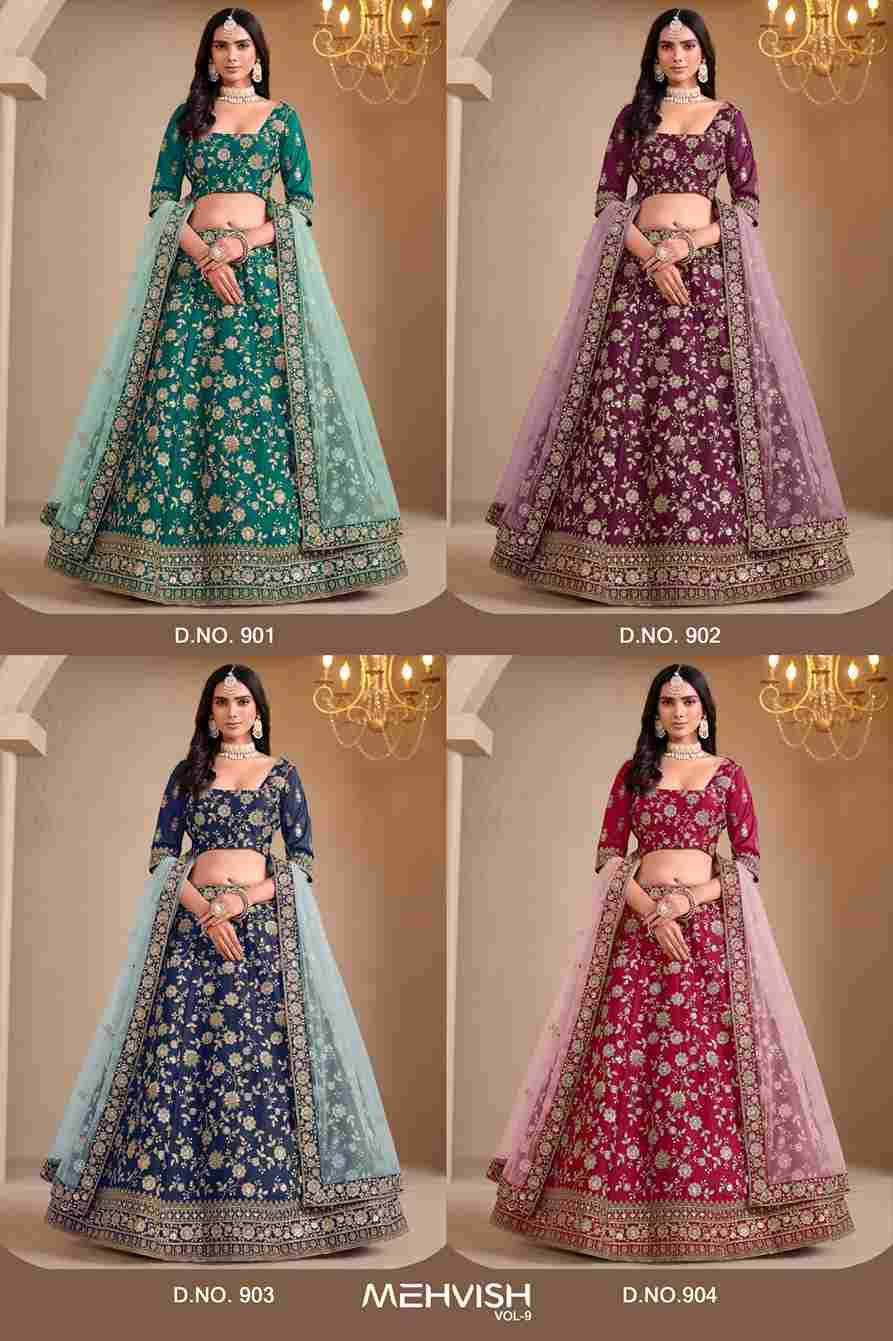 Mehvish Vol-9 By Fashid Wholesale 901 To 904 Series Designer Beautiful Collection Occasional Wear & Party Wear Art Silk Lehengas At Wholesale Price
