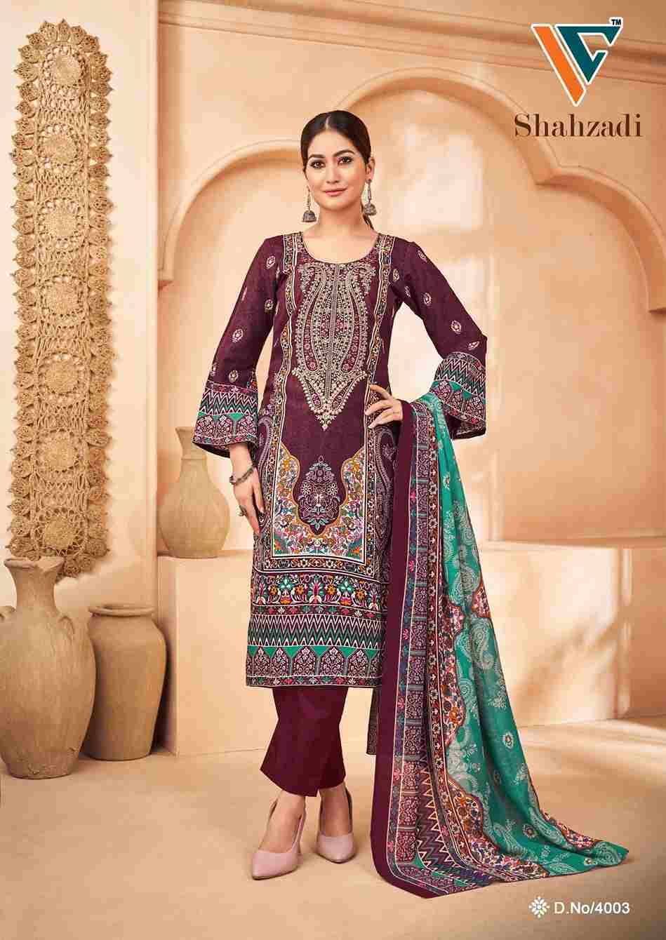 Shahzadi Vol-4 By Vandana Creation 4001 To 4008 Series Beautiful Festive Suits Stylish Fancy Colorful Casual Wear & Ethnic Wear Cotton Print Dresses At Wholesale Price