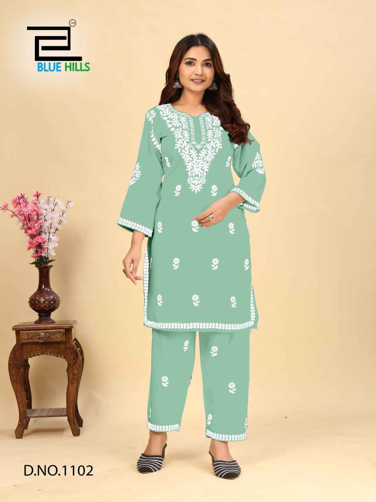 Wonder Vol-3 By Blue Hills 1101 To 1104 Series Designer Collection Beautiful Stylish Fancy Colorful Party Wear & Occasional Wear Rayon With Work Kurtis With Bottom At Wholesale Price