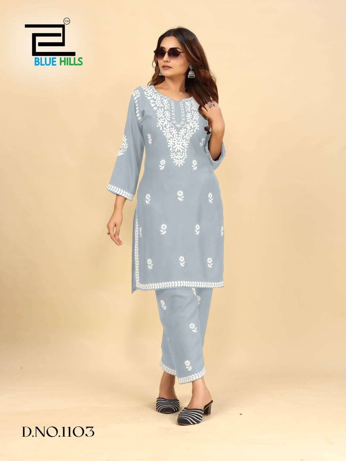 Wonder Vol-3 By Blue Hills 1101 To 1104 Series Designer Collection Beautiful Stylish Fancy Colorful Party Wear & Occasional Wear Rayon With Work Kurtis With Bottom At Wholesale Price