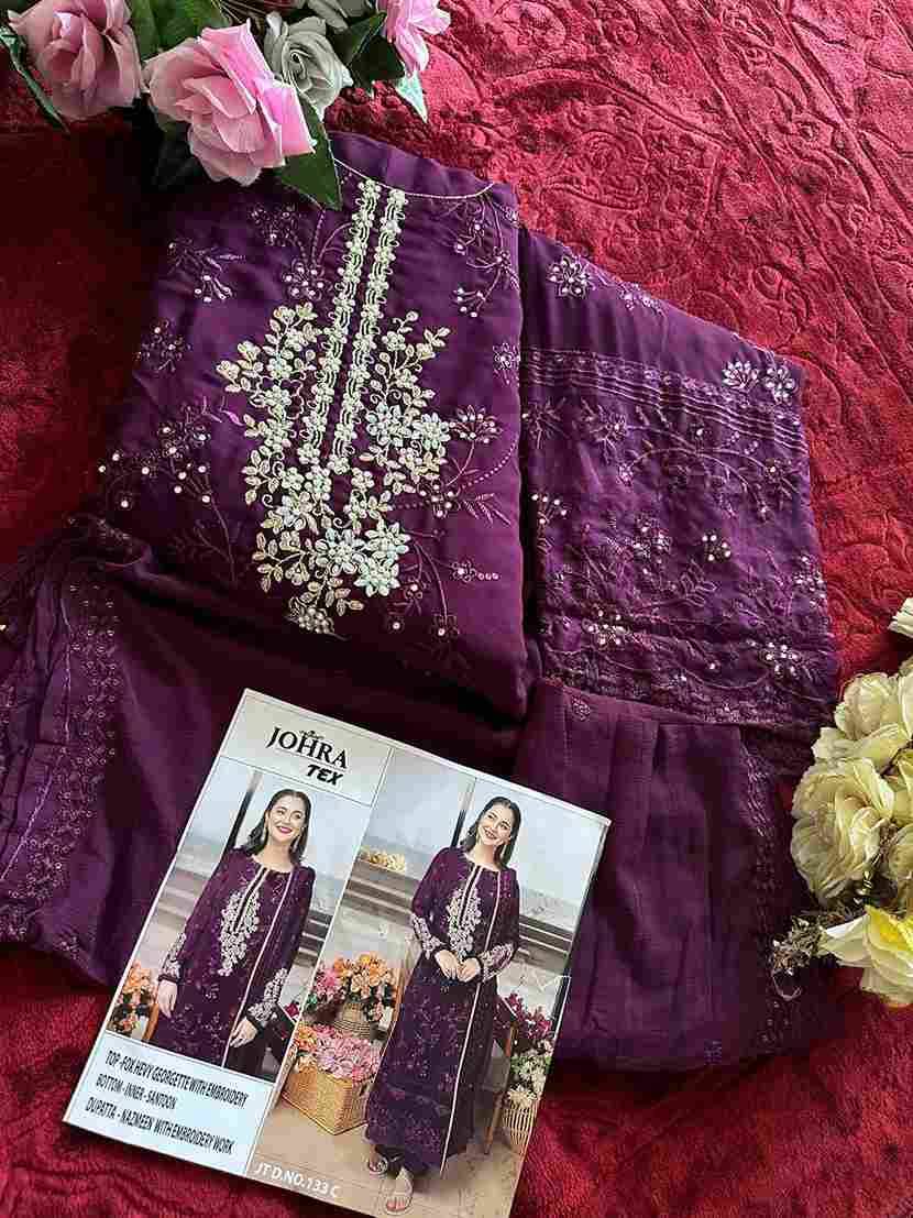 Johra Hit Design 133-C By Johra Tex Beautiful Pakistani Suits Colorful Stylish Fancy Casual Wear & Ethnic Wear Faux Georgette Embroidered Dresses At Wholesale Price