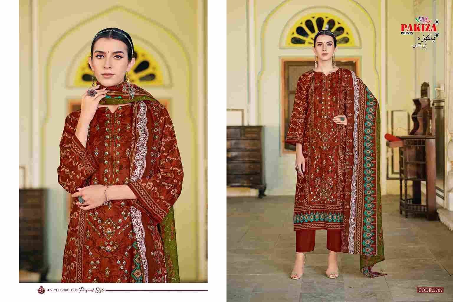 Khushboo Vol-57 By Pakiza Prints 5701 To 5710 Series Beautiful Festive Suits Stylish Fancy Colorful Party Wear & Occasional Wear Lawn Cotton Dresses At Wholesale Price