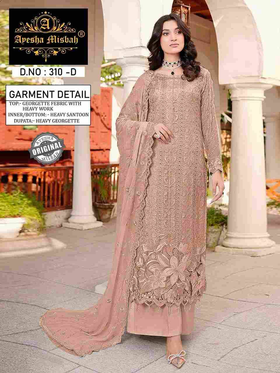 Ayesha Misbah 310 Colours By Fashid Wholesale 310-A To 310-H Series Beautiful Pakistani Suits Colorful Stylish Fancy Casual Wear & Ethnic Wear Georgette Embroidered Dresses At Wholesale Price