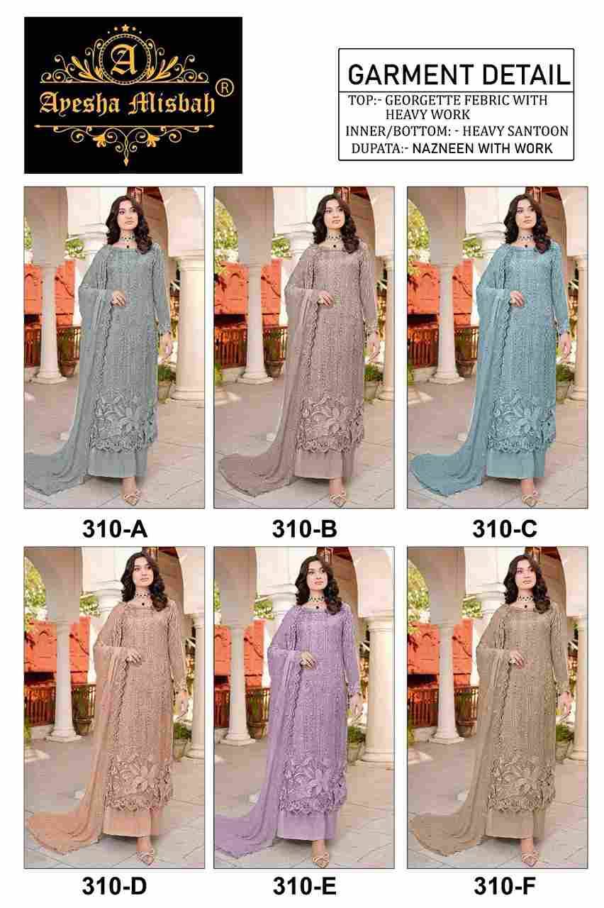 Ayesha Misbah 310 Colours By Fashid Wholesale 310-A To 310-H Series Beautiful Pakistani Suits Colorful Stylish Fancy Casual Wear & Ethnic Wear Georgette Embroidered Dresses At Wholesale Price