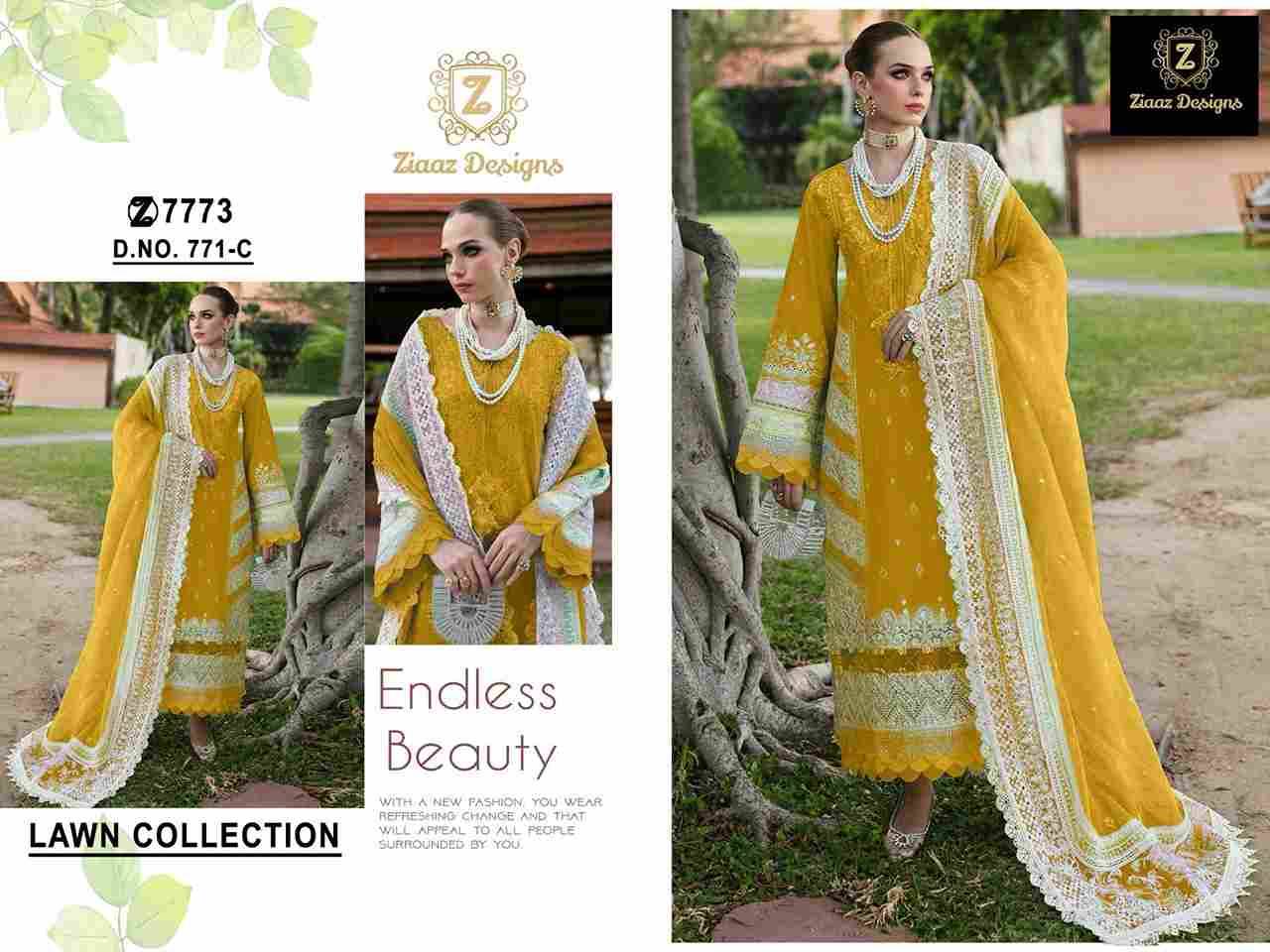 Ziaaz Designs Hit Design 771 Colours Vol-2 By Ziaaz Designs 771-C To 771-F Series Beautiful Pakistani Suits Colorful Stylish Fancy Casual Wear & Ethnic Wear Cotton Embroidered Dresses At Wholesale Price