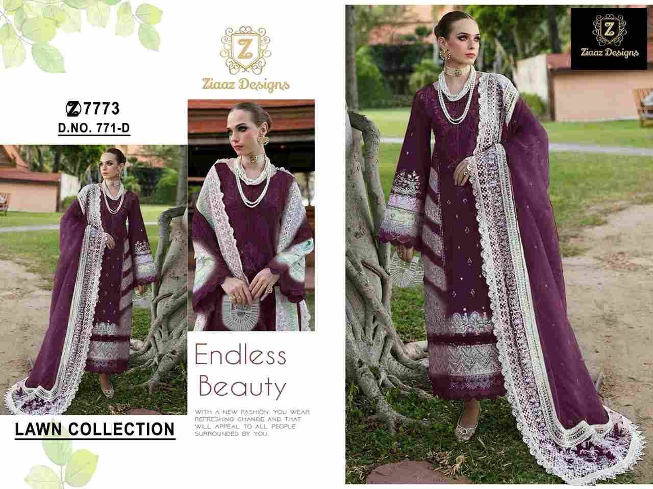 Ziaaz Designs Hit Design 771 Colours Vol-2 By Ziaaz Designs 771-C To 771-F Series Beautiful Pakistani Suits Colorful Stylish Fancy Casual Wear & Ethnic Wear Cotton Embroidered Dresses At Wholesale Price