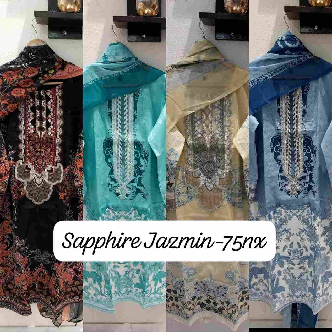 Jazmin Vol-75 By Sapphire 75-A To 75-D Series Beautiful Pakistani Suits Stylish Fancy Colorful Party Wear & Occasional Wear Pure Lawn Cotton Embroidered Dresses At Wholesale Price