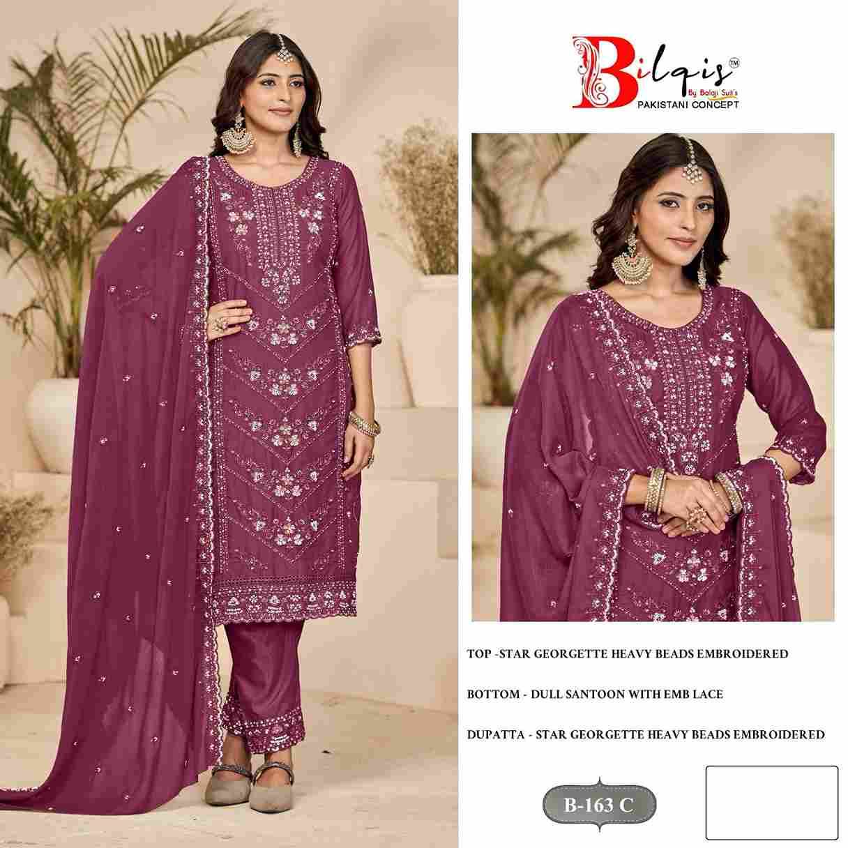 Bilqis 163 Colours By Bilqis 163-A To 163-D Series Beautiful Pakistani Suits Stylish Fancy Colorful Party Wear & Occasional Wear Georgette Embroidery Dresses At Wholesale Price