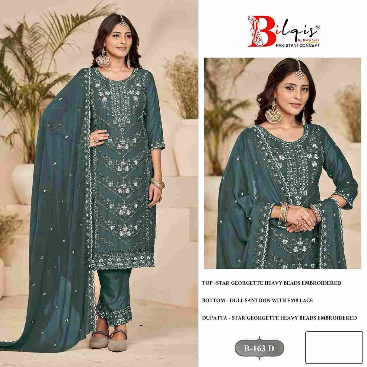 Bilqis 163 Colours By Bilqis 163-A To 163-D Series Beautiful Pakistani Suits Stylish Fancy Colorful Party Wear & Occasional Wear Georgette Embroidery Dresses At Wholesale Price