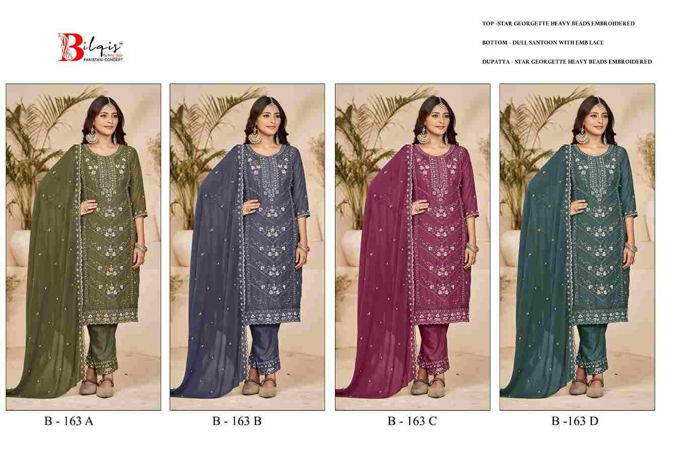 Bilqis 163 Colours By Bilqis 163-A To 163-D Series Beautiful Pakistani Suits Stylish Fancy Colorful Party Wear & Occasional Wear Georgette Embroidery Dresses At Wholesale Price