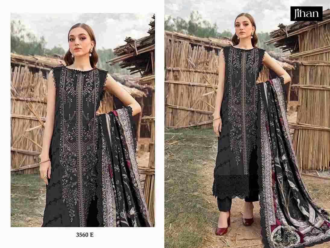Jihan 3560 Colours Vol-2 By Jihan 3560-C To 3560-E Series Designer Pakistani Suits Beautiful Fancy Stylish Colorful Party Wear & Occasional Wear Rayon Cotton Dresses At Wholesale Price