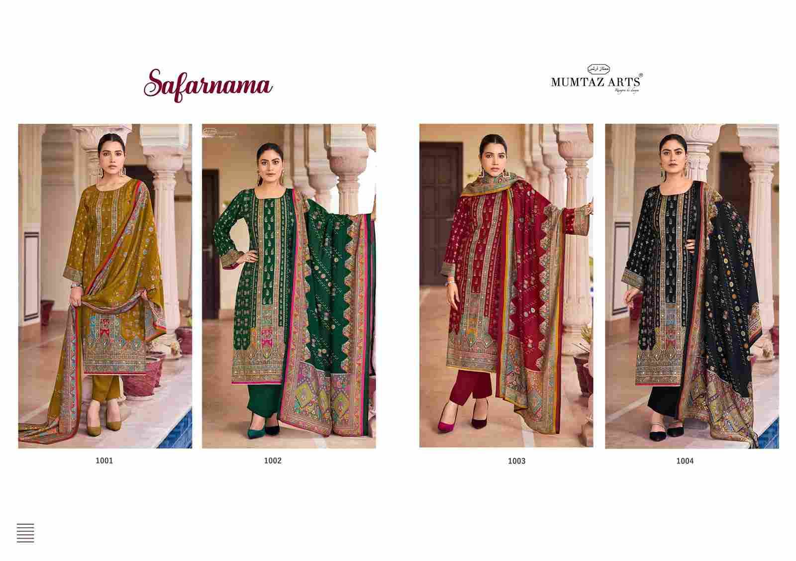 Safarnama By Mumtaz Arts 1001 To 1004 Series Beautiful Festive Suits Colorful Stylish Fancy Casual Wear & Ethnic Wear Pure Viscose Muslin Print Dresses At Wholesale Price