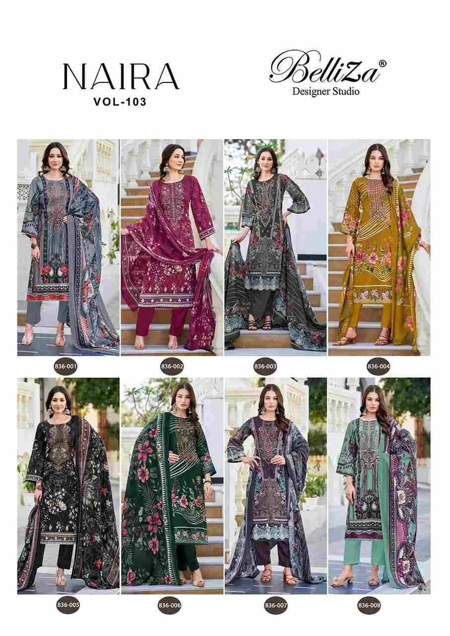 Naira Vol-103 By Belliza 836-001 To 836-008 Series Beautiful Festive Suits Stylish Fancy Colorful Casual Wear & Ethnic Wear Pure Cotton Print Dresses At Wholesale Price