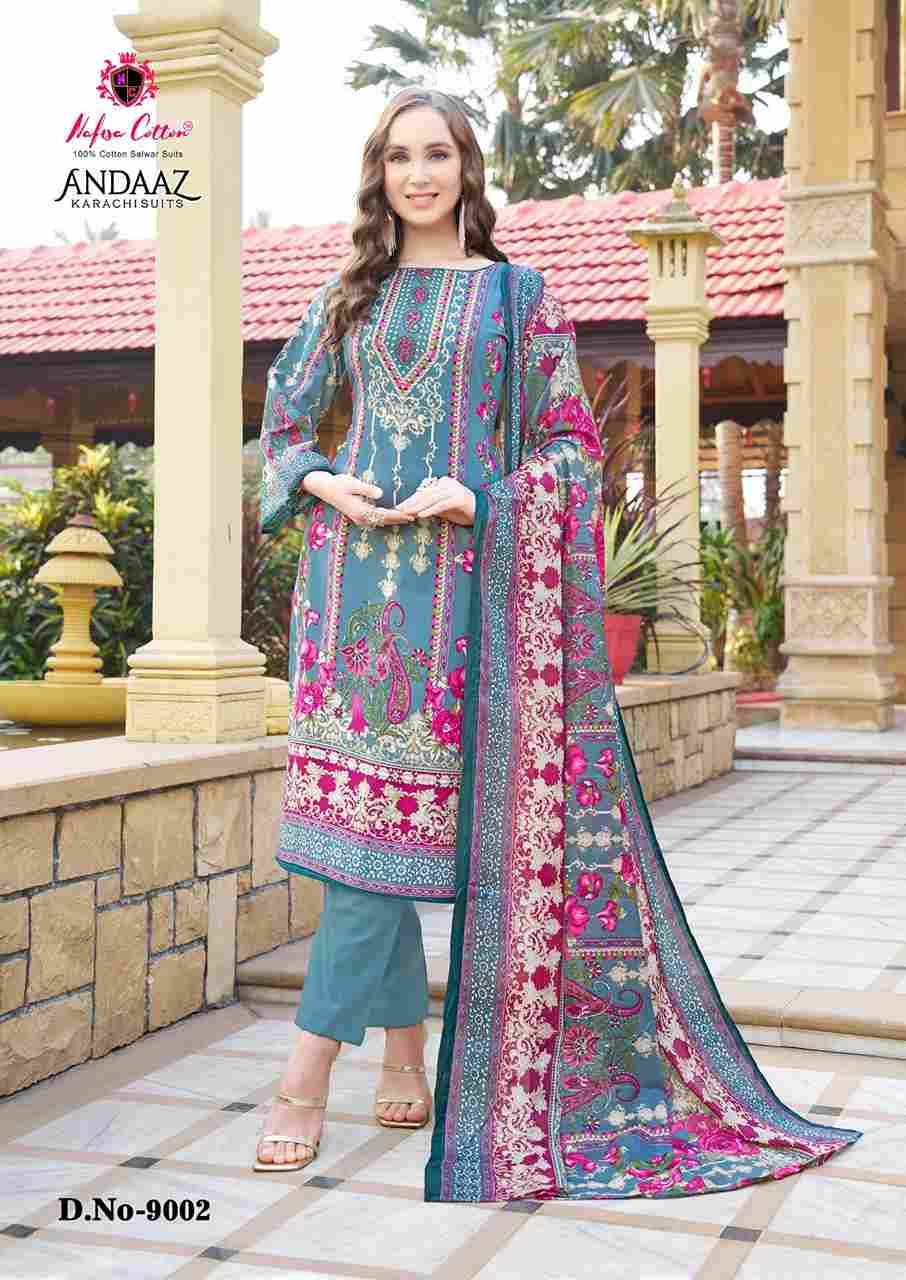 Andaaz Vol-9 By Nafisa Cotton 9001 To 9006 Series Beautiful Festive Suits Stylish Fancy Colorful Casual Wear & Ethnic Wear Soft Cotton Digital Print Dresses At Wholesale Price