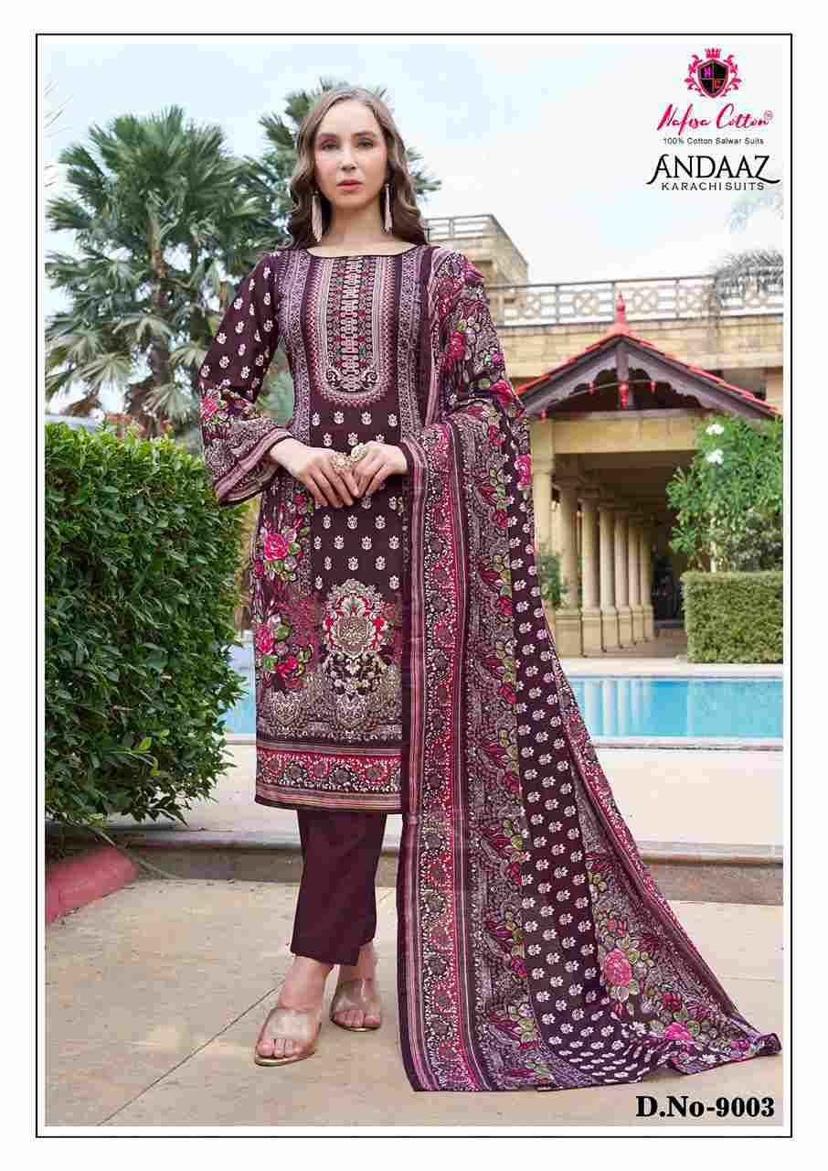 Andaaz Vol-9 By Nafisa Cotton 9001 To 9006 Series Beautiful Festive Suits Stylish Fancy Colorful Casual Wear & Ethnic Wear Soft Cotton Digital Print Dresses At Wholesale Price