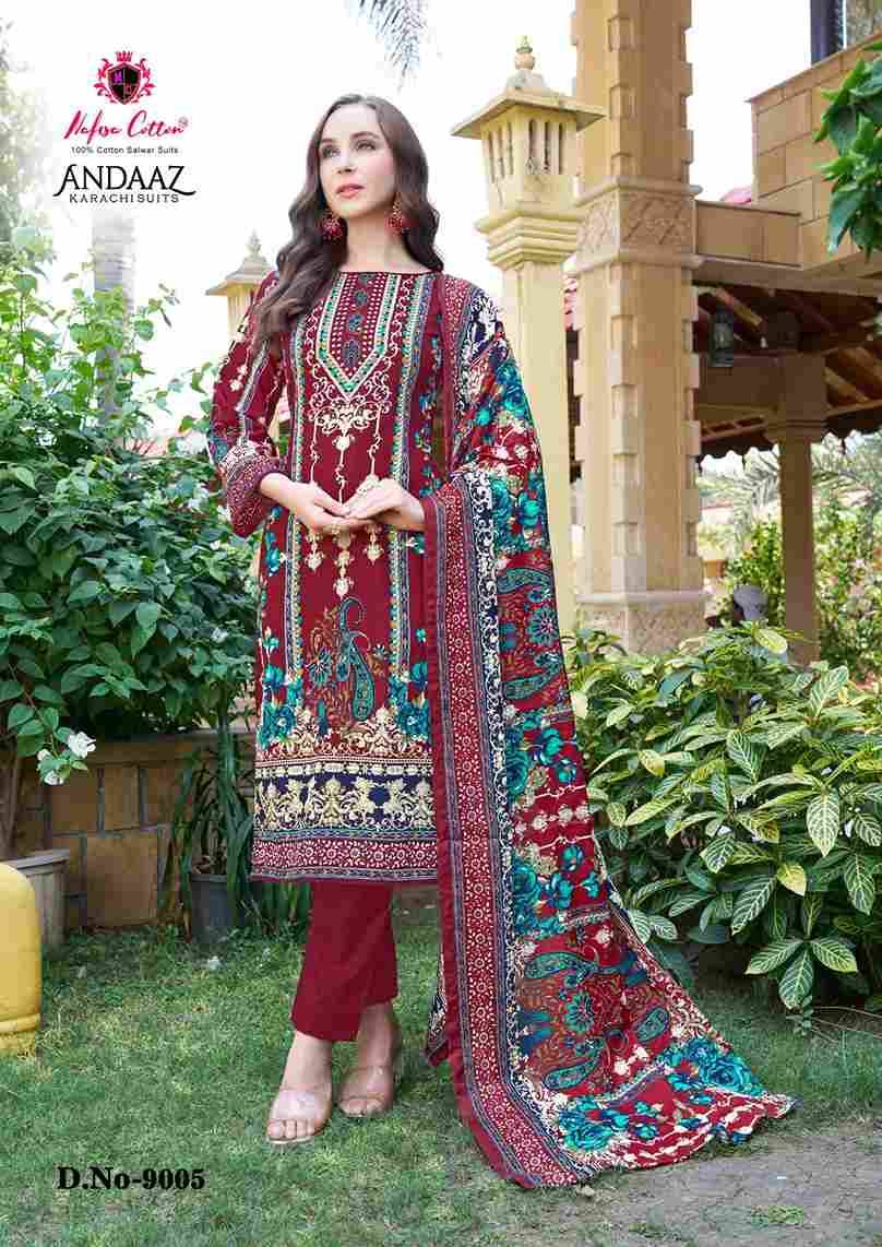 Andaaz Vol-9 By Nafisa Cotton 9001 To 9006 Series Beautiful Festive Suits Stylish Fancy Colorful Casual Wear & Ethnic Wear Soft Cotton Digital Print Dresses At Wholesale Price