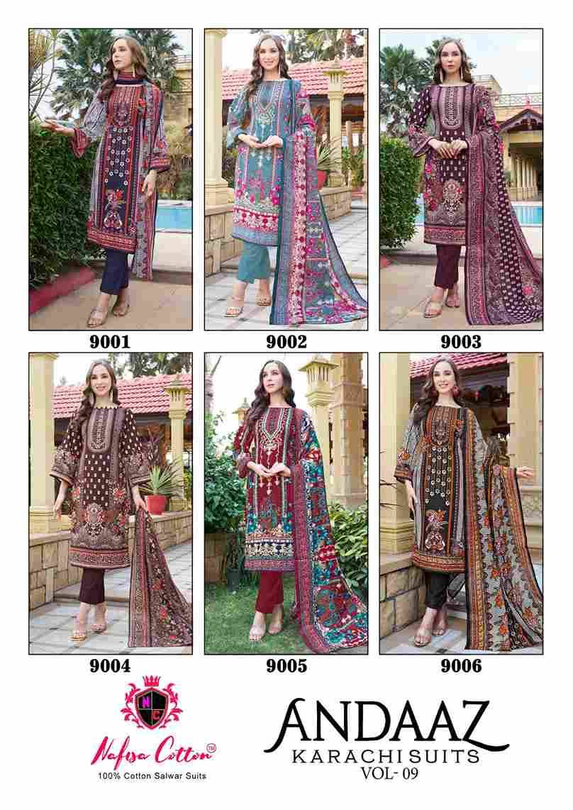 Andaaz Vol-9 By Nafisa Cotton 9001 To 9006 Series Beautiful Festive Suits Stylish Fancy Colorful Casual Wear & Ethnic Wear Soft Cotton Digital Print Dresses At Wholesale Price