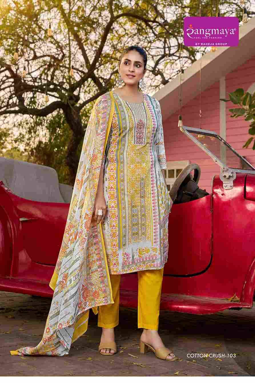 Cotton Crush By Rangmaya 101 To 108 Series Beautiful Festive Suits Colorful Stylish Fancy Casual Wear & Ethnic Wear Cotton Print Dresses At Wholesale Price