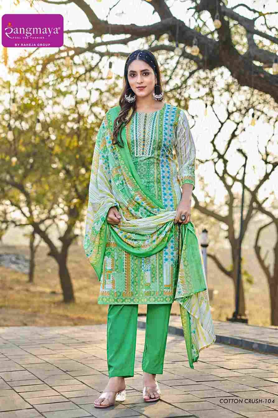 Cotton Crush By Rangmaya 101 To 108 Series Beautiful Festive Suits Colorful Stylish Fancy Casual Wear & Ethnic Wear Cotton Print Dresses At Wholesale Price