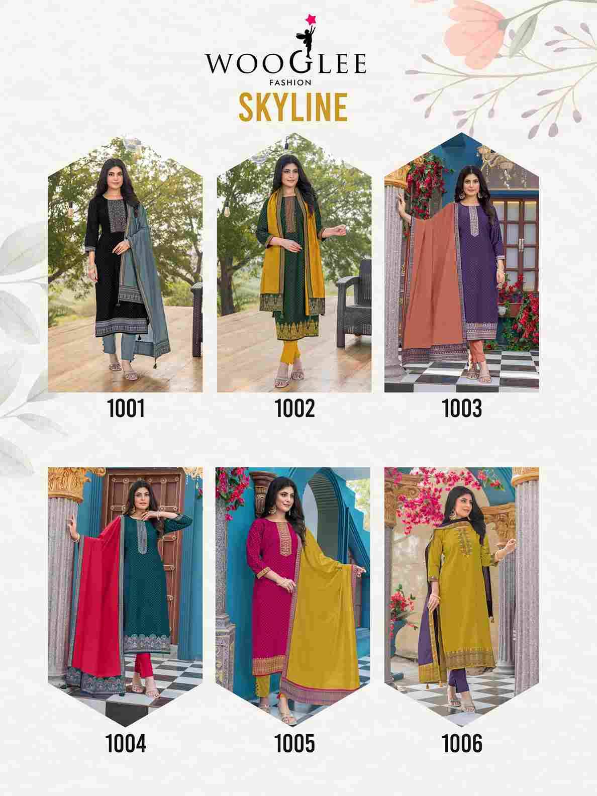 Skyline By Wooglee 1001 To 1006 Series Beautiful Festive Suits Colorful Stylish Fancy Casual Wear & Ethnic Wear Vetican Print Dresses At Wholesale Price