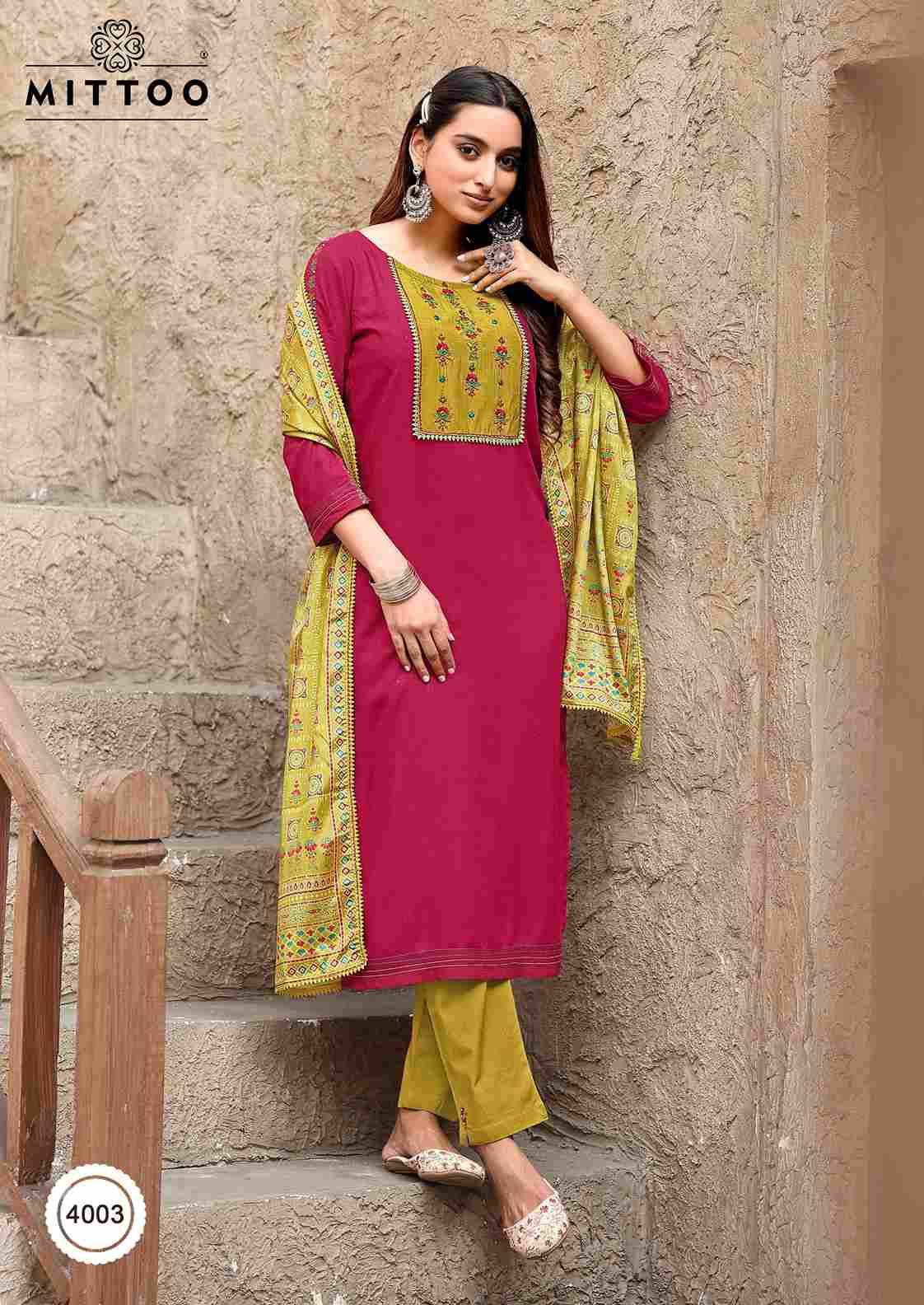 Chand By Mittoo 4001 To 4006 Series Beautiful Festive Suits Colorful Stylish Fancy Casual Wear & Ethnic Wear Rayon Dresses At Wholesale Price