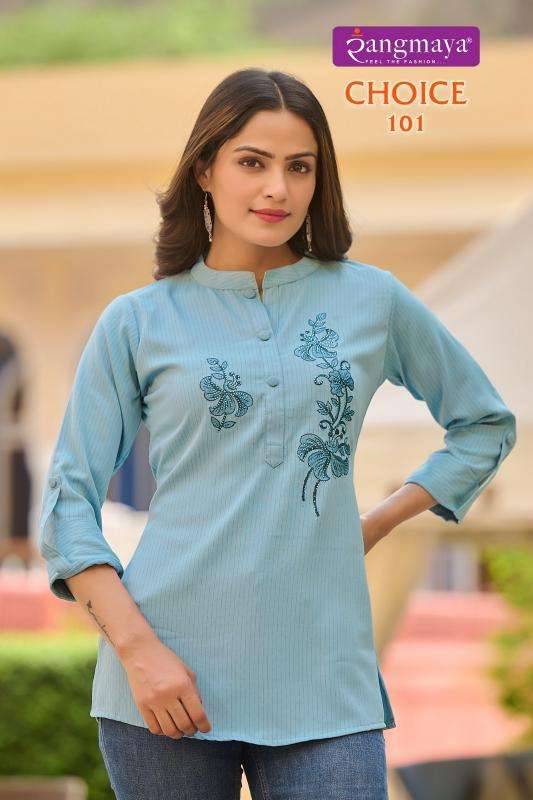Choice By Rangmaya 101 To 108 Series Designer Stylish Fancy Colorful Beautiful Party Wear & Ethnic Wear Collection Heavy Rayon Tops At Wholesale Price