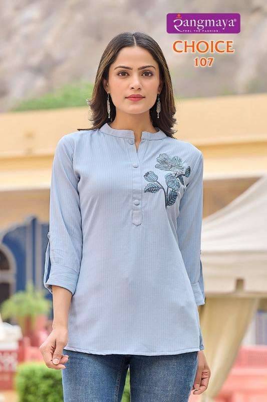 Choice By Rangmaya 101 To 108 Series Designer Stylish Fancy Colorful Beautiful Party Wear & Ethnic Wear Collection Heavy Rayon Tops At Wholesale Price