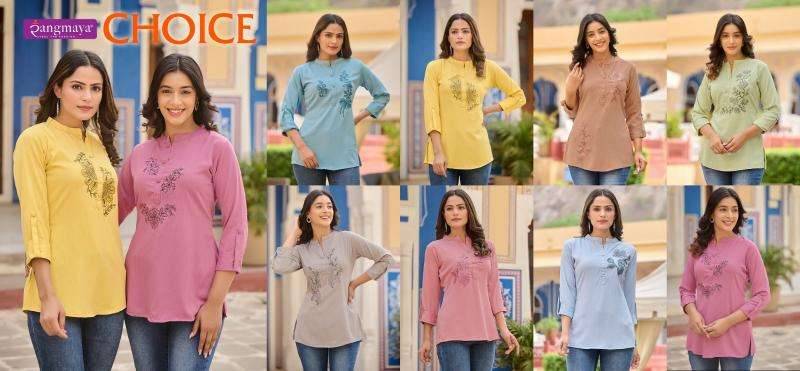 Choice By Rangmaya 101 To 108 Series Designer Stylish Fancy Colorful Beautiful Party Wear & Ethnic Wear Collection Heavy Rayon Tops At Wholesale Price