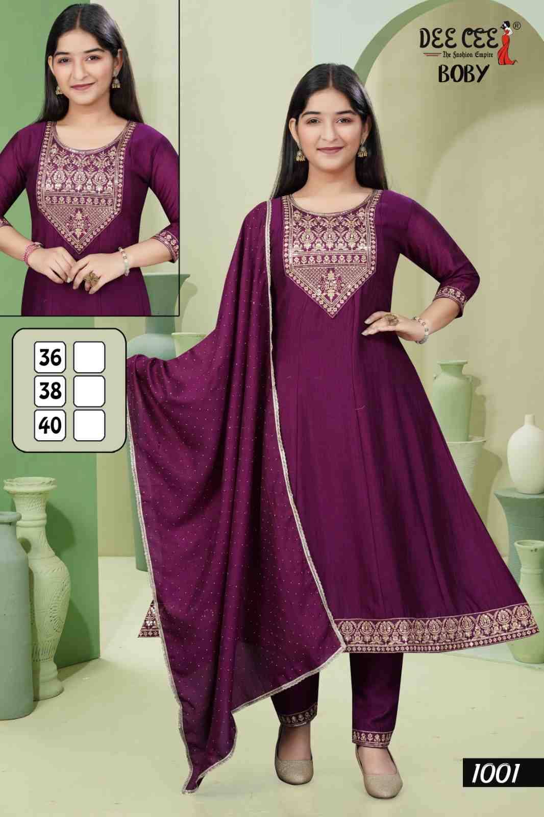 Boby By Dee Cee 1001 To 1006 Series Beautiful Festive Suits Colorful Stylish Fancy Casual Wear & Ethnic Wear Vichitra Silk Dresses At Wholesale Price