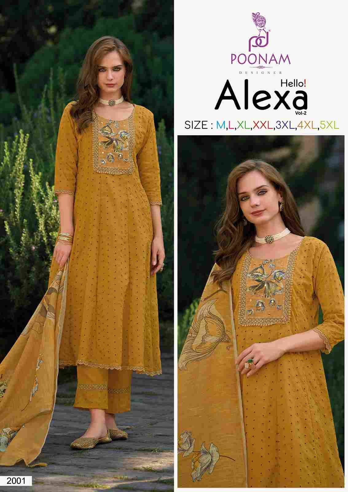 Hello Alexa Vol-2 By Poonam Designer 2001 To 2006 Series Suits Beautiful Fancy Colorful Stylish Party Wear & Occasional Wear Cotton With Work Dresses At Wholesale Price
