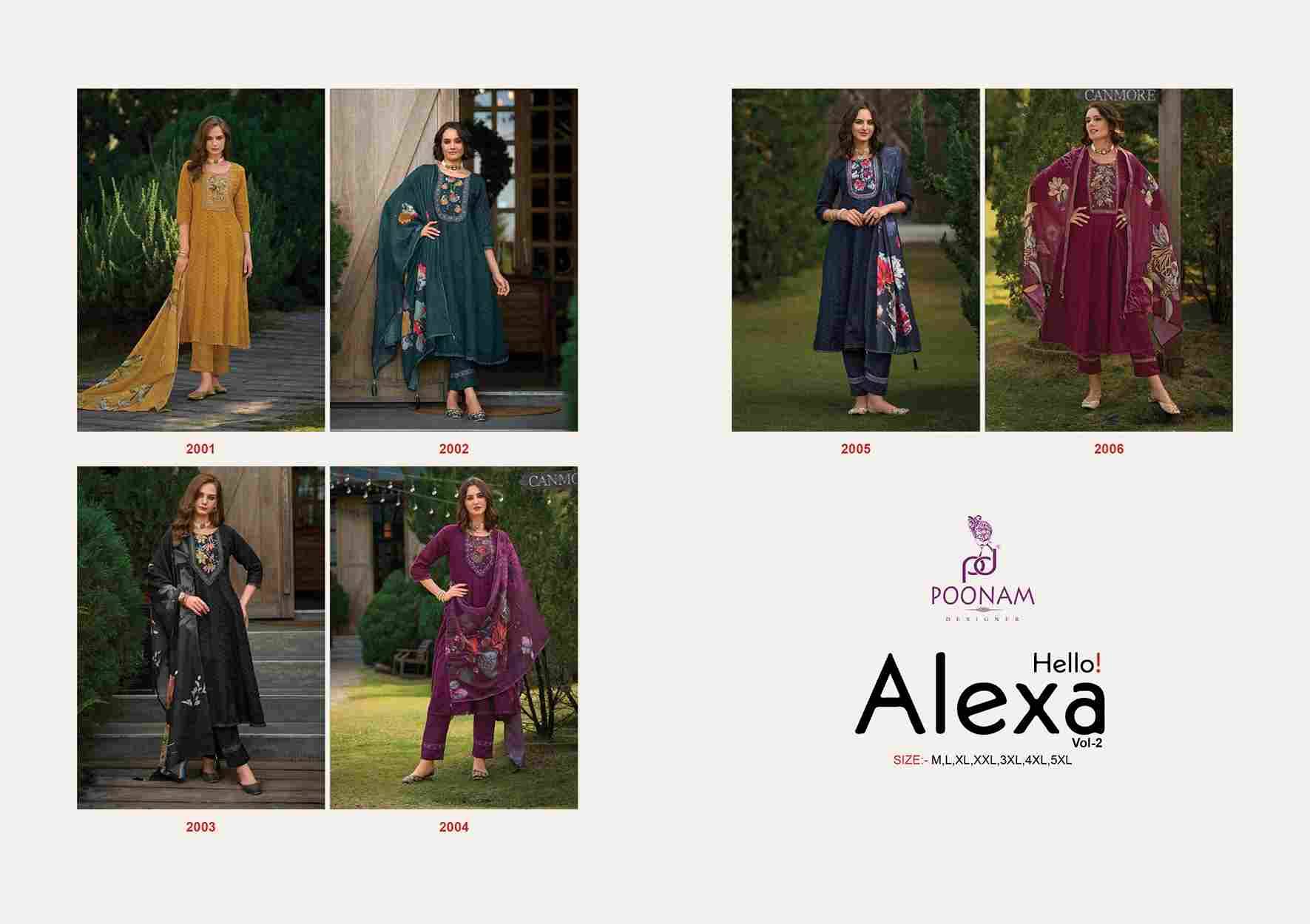 Hello Alexa Vol-2 By Poonam Designer 2001 To 2006 Series Suits Beautiful Fancy Colorful Stylish Party Wear & Occasional Wear Cotton With Work Dresses At Wholesale Price