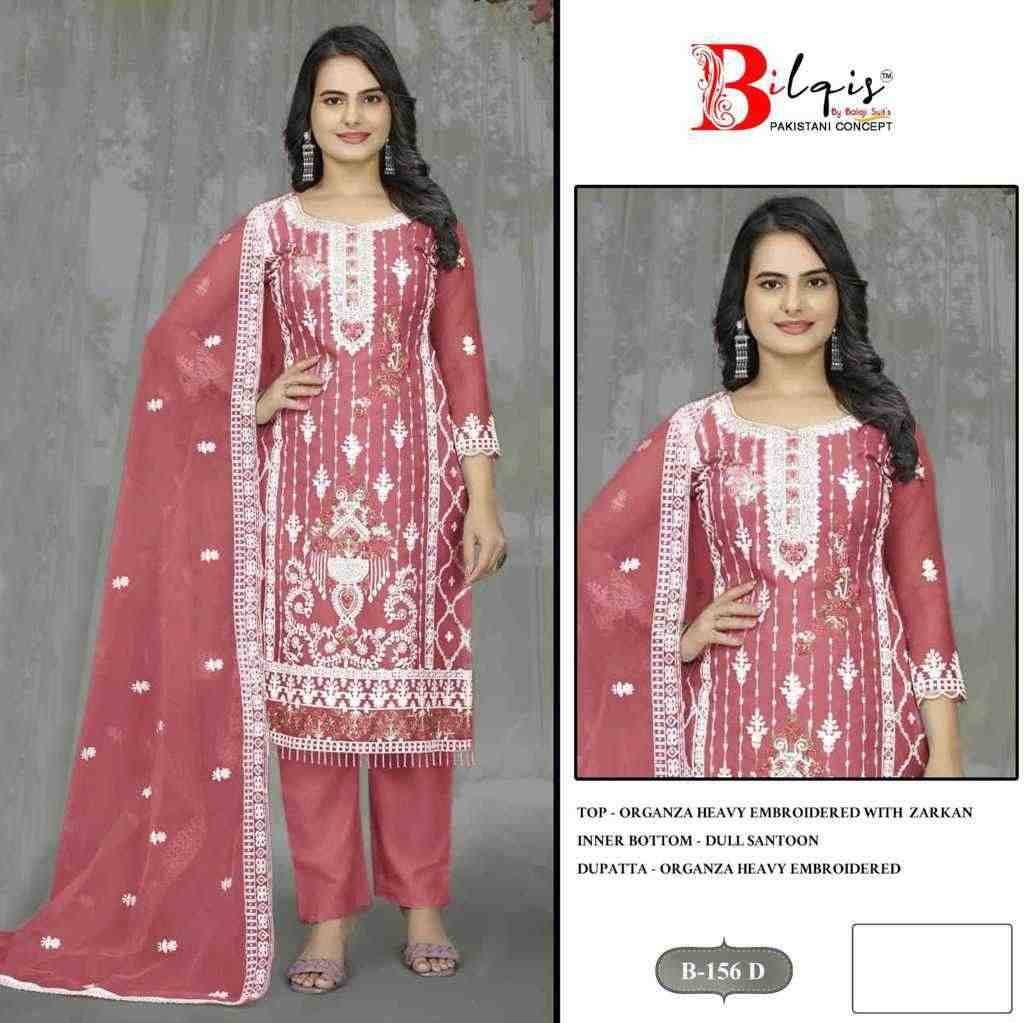 Bilqis 156 Colours By Bilqis 156-A To 156-D Series Beautiful Pakistani Suits Stylish Fancy Colorful Party Wear & Occasional Wear Organza Embroidery Dresses At Wholesale Price