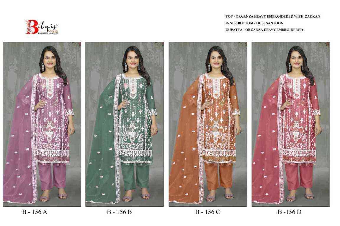 Bilqis 156 Colours By Bilqis 156-A To 156-D Series Beautiful Pakistani Suits Stylish Fancy Colorful Party Wear & Occasional Wear Organza Embroidery Dresses At Wholesale Price
