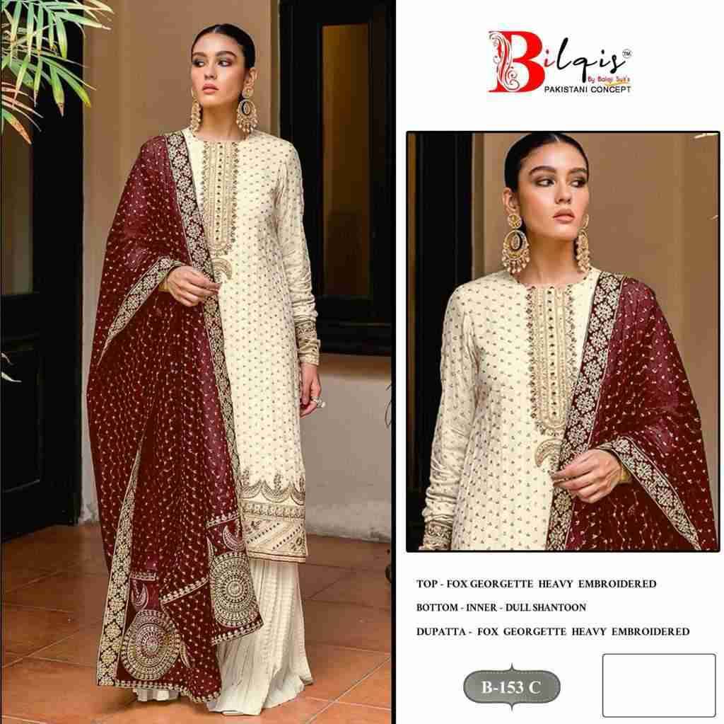 Bilqis 153 Colours By Bilqis 153-A To 153-D Series Beautiful Pakistani Suits Stylish Fancy Colorful Party Wear & Occasional Wear Faux Georgette Embroidery Dresses At Wholesale Price