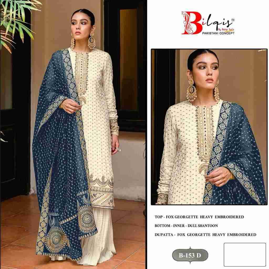Bilqis 153 Colours By Bilqis 153-A To 153-D Series Beautiful Pakistani Suits Stylish Fancy Colorful Party Wear & Occasional Wear Faux Georgette Embroidery Dresses At Wholesale Price