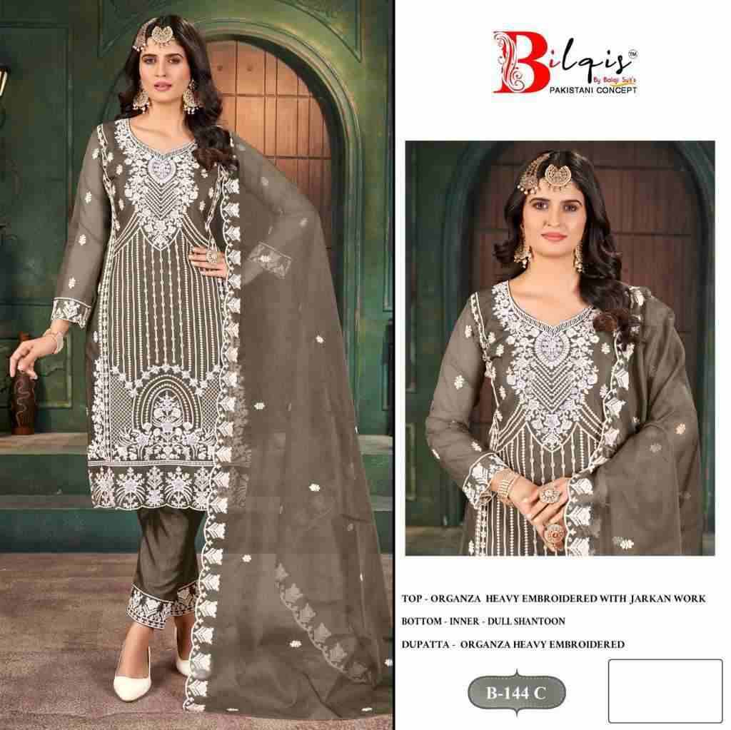Bilqis 144 Colours By Bilqis 144-A To 144-D Series Beautiful Pakistani Suits Stylish Fancy Colorful Party Wear & Occasional Wear Organza Embroidery Dresses At Wholesale Price