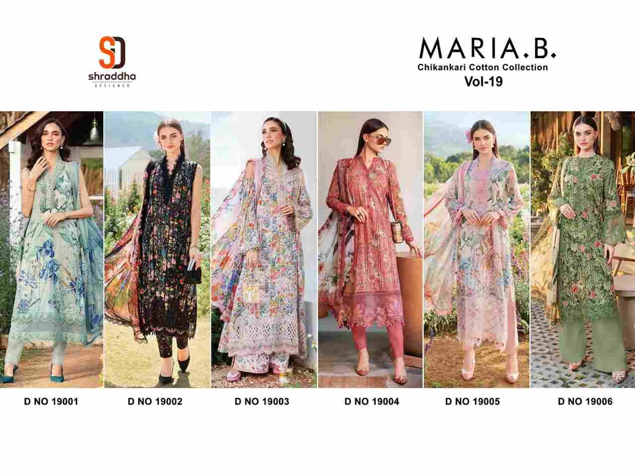 Maria.B. Vol-19 By Shraddha Designer 19001 To 19006 Series Beautiful Pakistani Suits Colorful Stylish Fancy Casual Wear & Ethnic Wear Pure Cotton Embroidered Dresses At Wholesale Price