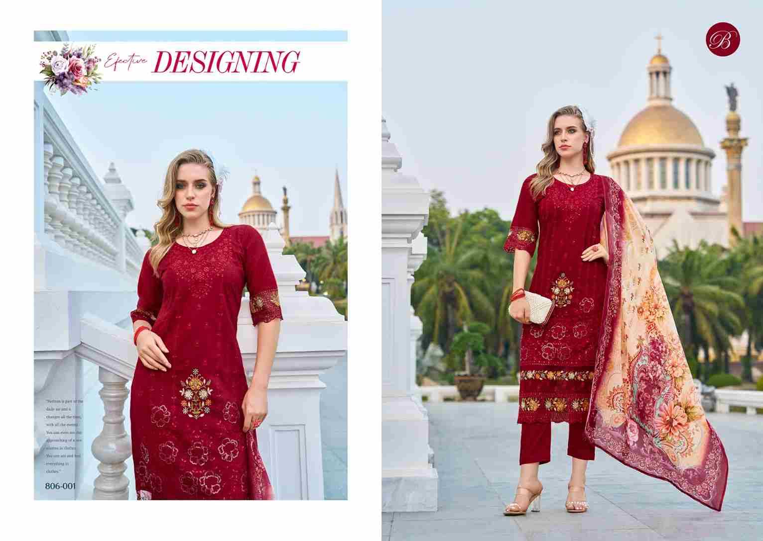 Afrozeh By Belliza 806-001 To 806-006 Series Beautiful Suits Colorful Stylish Fancy Casual Wear & Ethnic Wear Pure Lawn Cotton Print With Embroidered Dresses At Wholesale Price